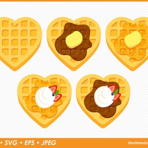 Waffle Clipart - Honey or Syrup - Cream & Strawberry - SVG
