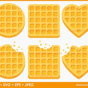 Waffles Clipart - Quadrado Redondo E Coração - SVG PNG