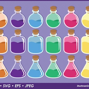 Magic Potion Bottles - Clipart - PNG SVG