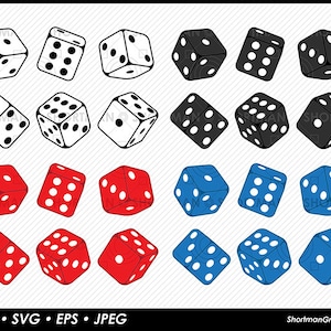 Dice Clipart - Red Blue White & Black - SVG PNG Download