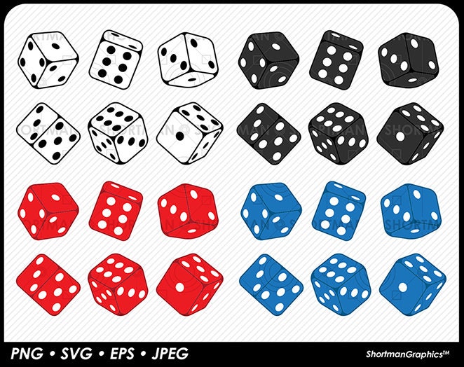 Pair Of White Dice Rolled  Great PowerPoint ClipArt for Presentations 