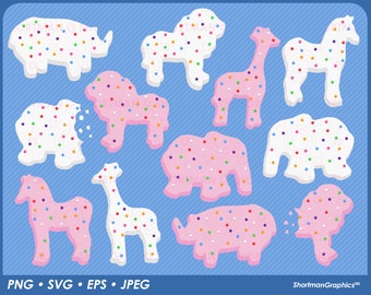 Clipart di Crackers animali da circo - Biscotti animali - PNG SVG