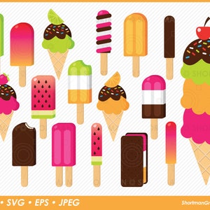 Rainbow Sherbet Ice Cream Clipart - Tropical Ice Cream - Summer Ice Cream