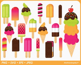 Clipart gelato sorbetto arcobaleno - gelato tropicale - gelato estivo