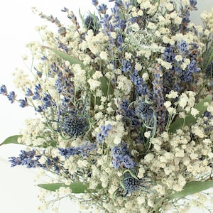 Lavender & Blue Thistle Bouquet: Dried Rustic Wedding Flowers
