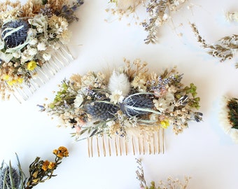 Dried Thistle Hair Comb / Dainty Wedding Floral Comb / Bridal Hair Accessory / Dried Flowers Comb / Bridesmaid Gift