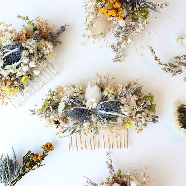 Dried Thistle Hair Comb / Dainty Wedding Floral Comb / Bridal Hair Accessory / Dried Flowers Comb / Bridesmaid Gift