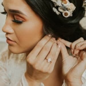 Demi-couronne de fleurs séchées pour la mariée/Accessoires pour cheveux pour la mariée/Bande de tête lavande anglaise blush rose vif avec peigne à cheveux assorti