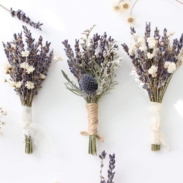 Lavender Boutonniere / Groom and Groomsmen boutonniere pin / Wedding boutonniere purple / Lavender babies breath boutonniere / Gifts for him