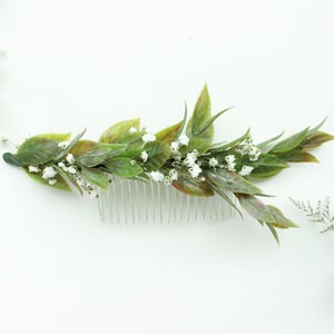Greenery Bridal Hair Comb: Babies Breath Wedding Hair Piece