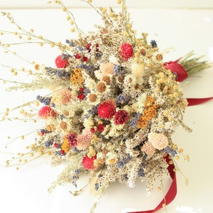 Burgundy Lavender Dried Flower Bouquet: Fall Bridal Decor