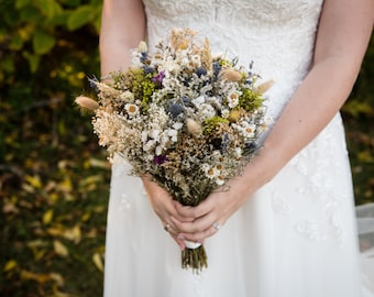 Blue Thistle Dried Flowers Bouquet / Wildflowers Dried flowers bouquet