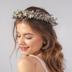 Dried Lavender Flower Crown: Wedding Floral Headpiece