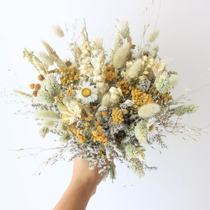 Light + Airy Bouquet Pastel / Orange Cream light greenery bouquet / Dried muted tone wildflowers arrangement