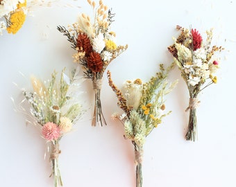 Assorted Dry Flowers Boutonnieres / Rustic Dried flowers boutonniere / Natural Floral arrangement / Babies breath dried flowers mini bouquet