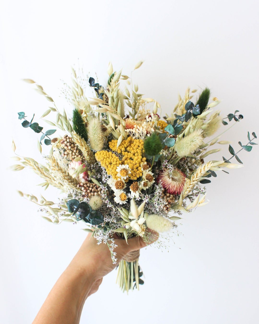 Blush Strawflowers Eucalyptus Bouquet / Sustainable Forever Wedding ...