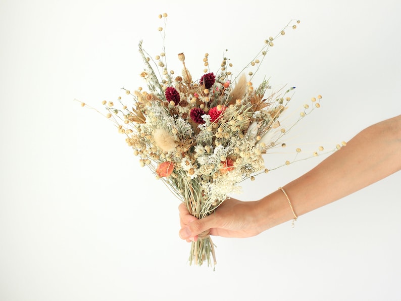 Festival Meadow Bridal bouquet / Dry Flowers bouquet for Wedding / Rustic Boho Brides and Bridesmaid bouquet / Wildflowers Dried bouquet image 10