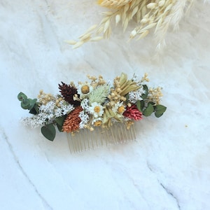 Neutral Rust tone Bridal Bouquet / Eucalyptus Greenery bouquet for Wedding / Bride and Bridesmaid bouquet / Wildflowers Grass Dried bouquet image 6