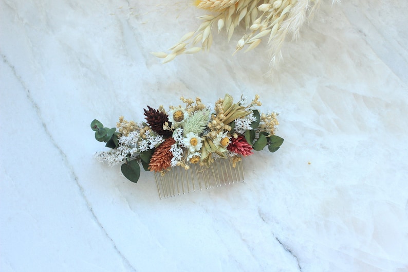 Neutral Rust tone Bridal Bouquet / Eucalyptus Greenery bouquet for Wedding / Bride and Bridesmaid bouquet / Wildflowers Grass Dried bouquet image 6