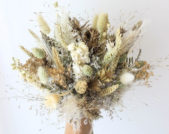 Neutral Earthy tone Dried Flowers Bouquet / Wildflowers bouquet / White Muted tone Flowers Arrangement