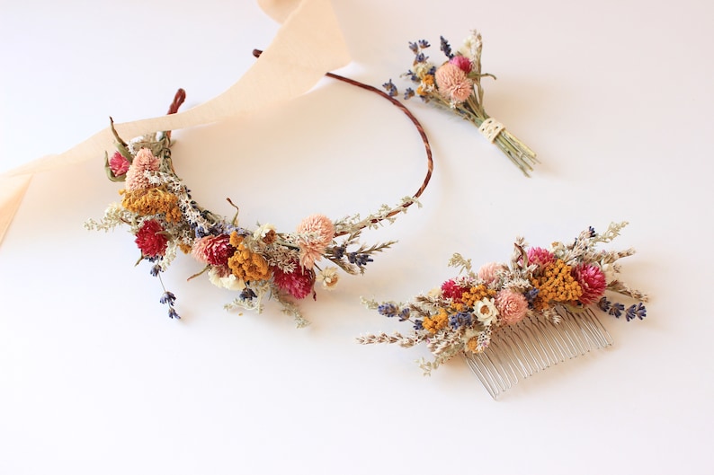 Burgundy Dream Lavender Dried Flowers Bouquet Preserved Daisy Rose Flowers Bouquet Colorful Yellow Yarrow Fall Winter Bridal bouquet