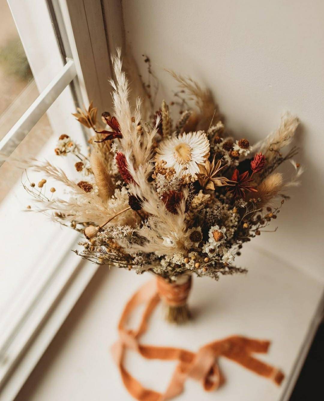 Custom mix of red, green, blue, white dried flowers, gyp, branches