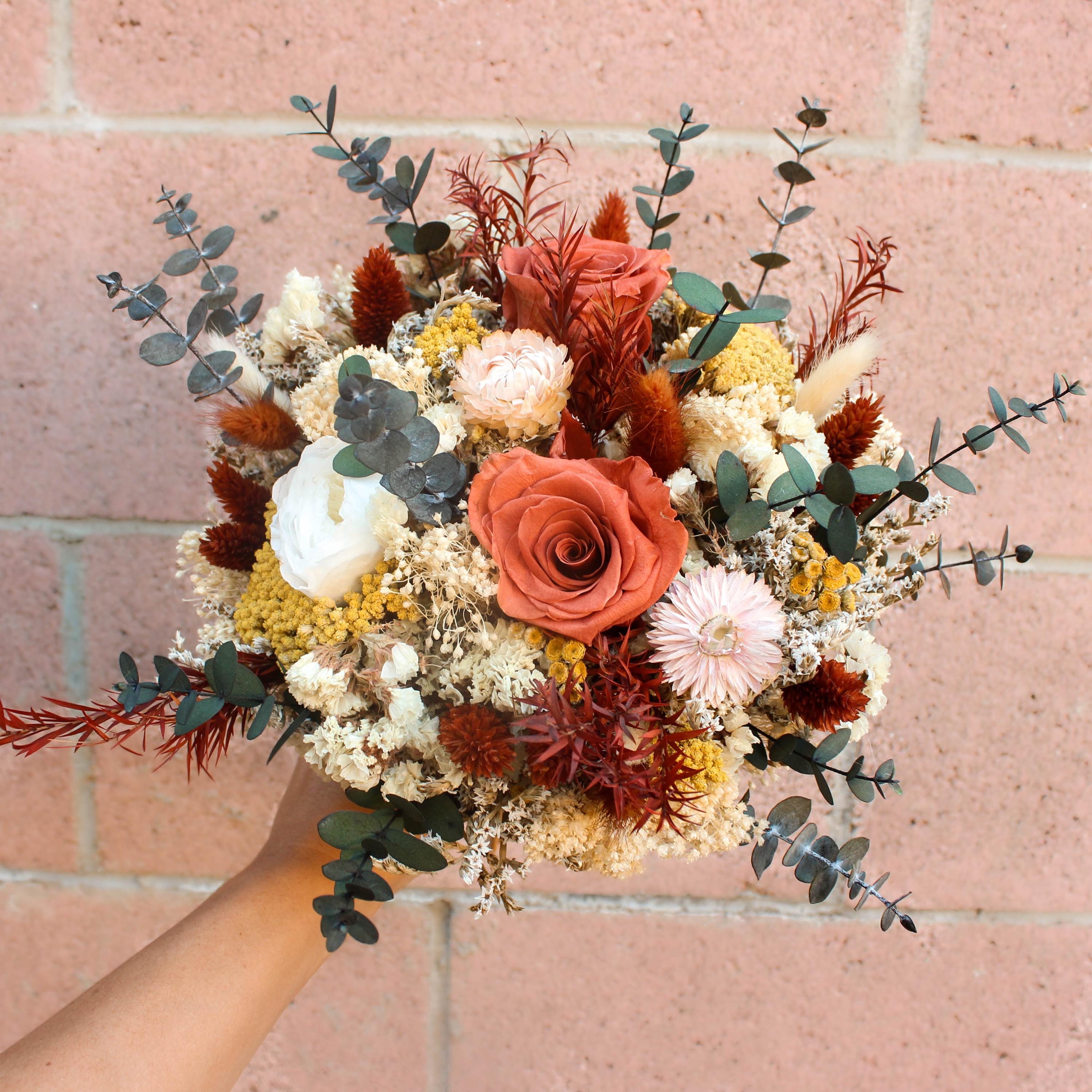 Rust Rose Eucalyptus Bouquet