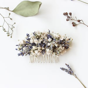 Dried Lavender Babies Breath Hair Comb / Dainty Wedding Floral Comb / Bridal Hair Accessory / Dried Flowers Hair pin clip / Gift for her image 4