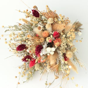 Festival Meadow Bridal bouquet / Dry Flowers bouquet for Wedding / Rustic Boho Brides and Bridesmaid bouquet / Wildflowers Dried bouquet image 2