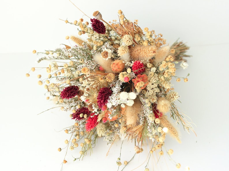 Festival Meadow Bridal bouquet / Dry Flowers bouquet for Wedding / Rustic Boho Brides and Bridesmaid bouquet / Wildflowers Dried bouquet image 2