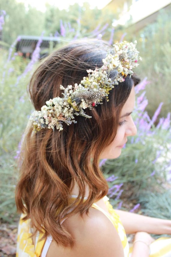 Dried Lavender Bouquet Wedding / Babies Breath Bouquet With Eucalyptus  Leaves / Bridesmaid Bouquet Greenery 