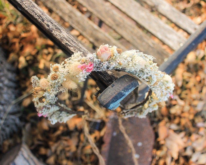 Pink Dream Peach Dried Flowers Bouquet / Preserved Daisy Rose Flowers Bouquet / Wedding Bridal bouquet / Preserved silver grey herbs Natural image 5