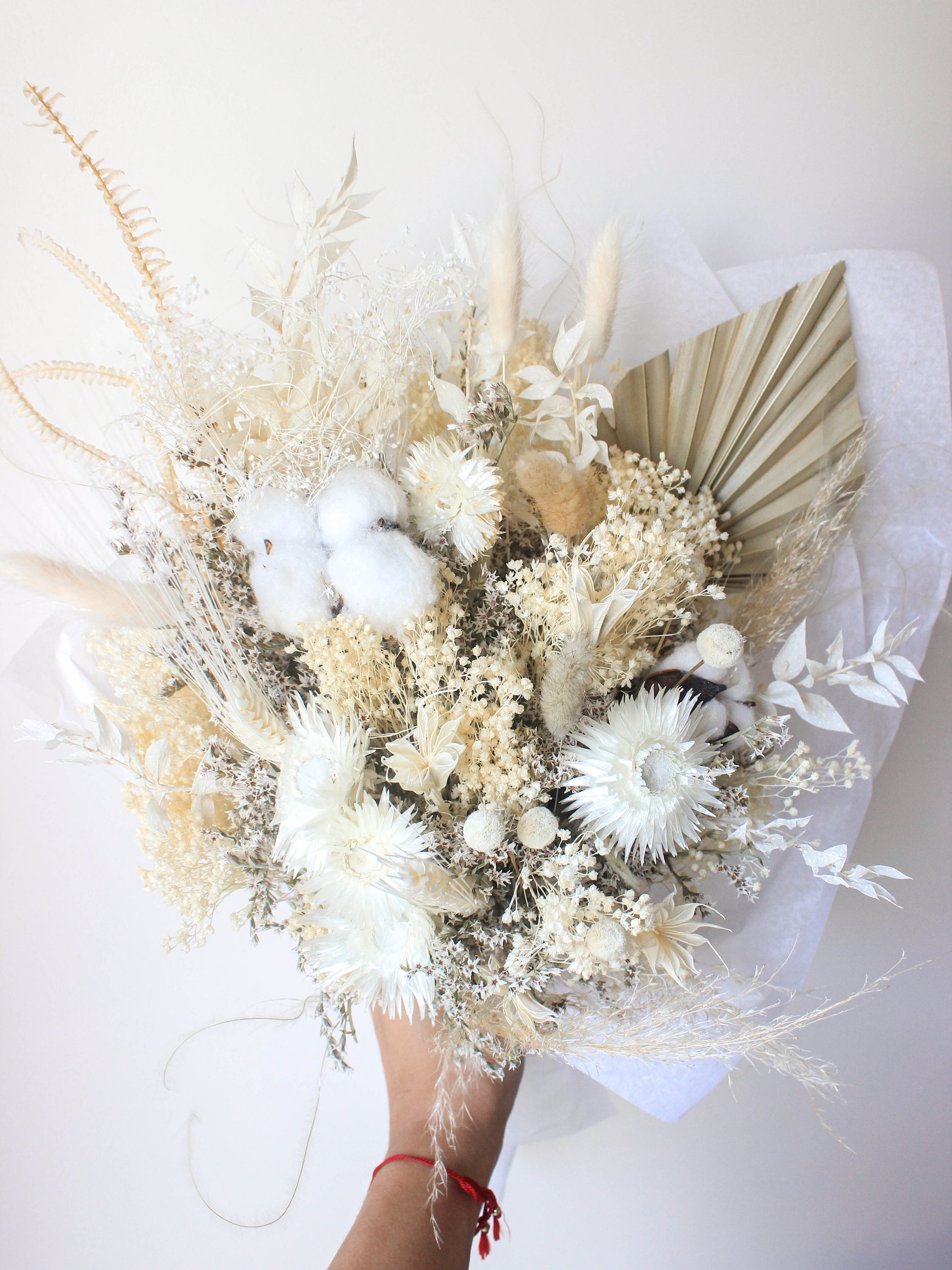 Ivory Gold Neutral Boho Pampas Wedding Bouquet - Dried Flowers Forever