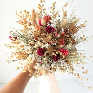 Festival Meadow Bridal bouquet / Dry Flowers bouquet for Wedding / Rustic Boho Brides and Bridesmaid bouquet / Wildflowers Dried bouquet image 5
