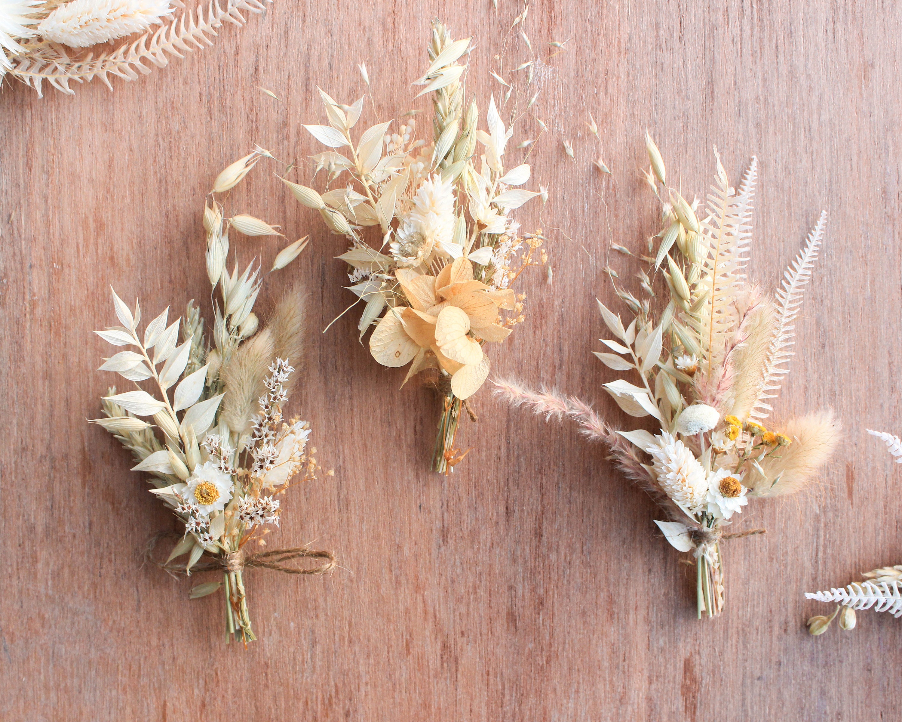 Neutral color Assortment dry flowers boutonniere / Tan Beige Etsy