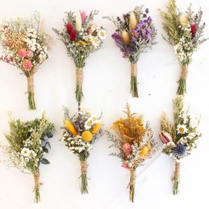Mini-Trockenblumenstrauß - 6-8-Zoll-rustikale Tischdekoration, getrocknete Wildblumen für Hochzeitsdekor, Vintage-Wohnakzent