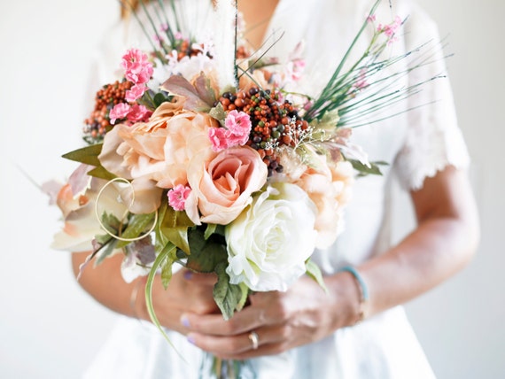 Bouquet Pastel De Succulentes Bouquet De Mariée Fleur De Printemps Faux Bouquet Bouquet De La Mariée Mariage Blush Style Boho Plage Automne