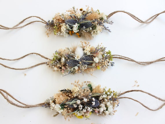 Delicate Bridal Bracelet Dried Flowers Handmade Wrist Corsage