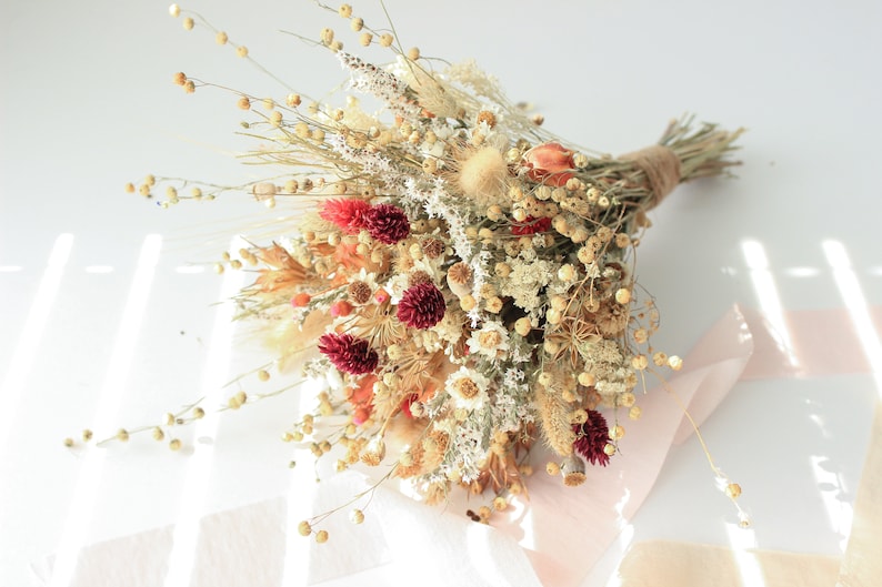 Festival Meadow Bridal bouquet / Dry Flowers bouquet for Wedding / Rustic Boho Brides and Bridesmaid bouquet / Wildflowers Dried bouquet image 9