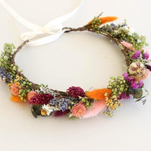Dried Rose mixed Wildflowers Bouquet / Dried flowers Wedding bouquet / Neutral colorful bouquet with eucalyptus greenery image 3
