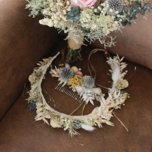 Dusty Blue Dried Flower Hair Comb: Wedding Floral Accessory