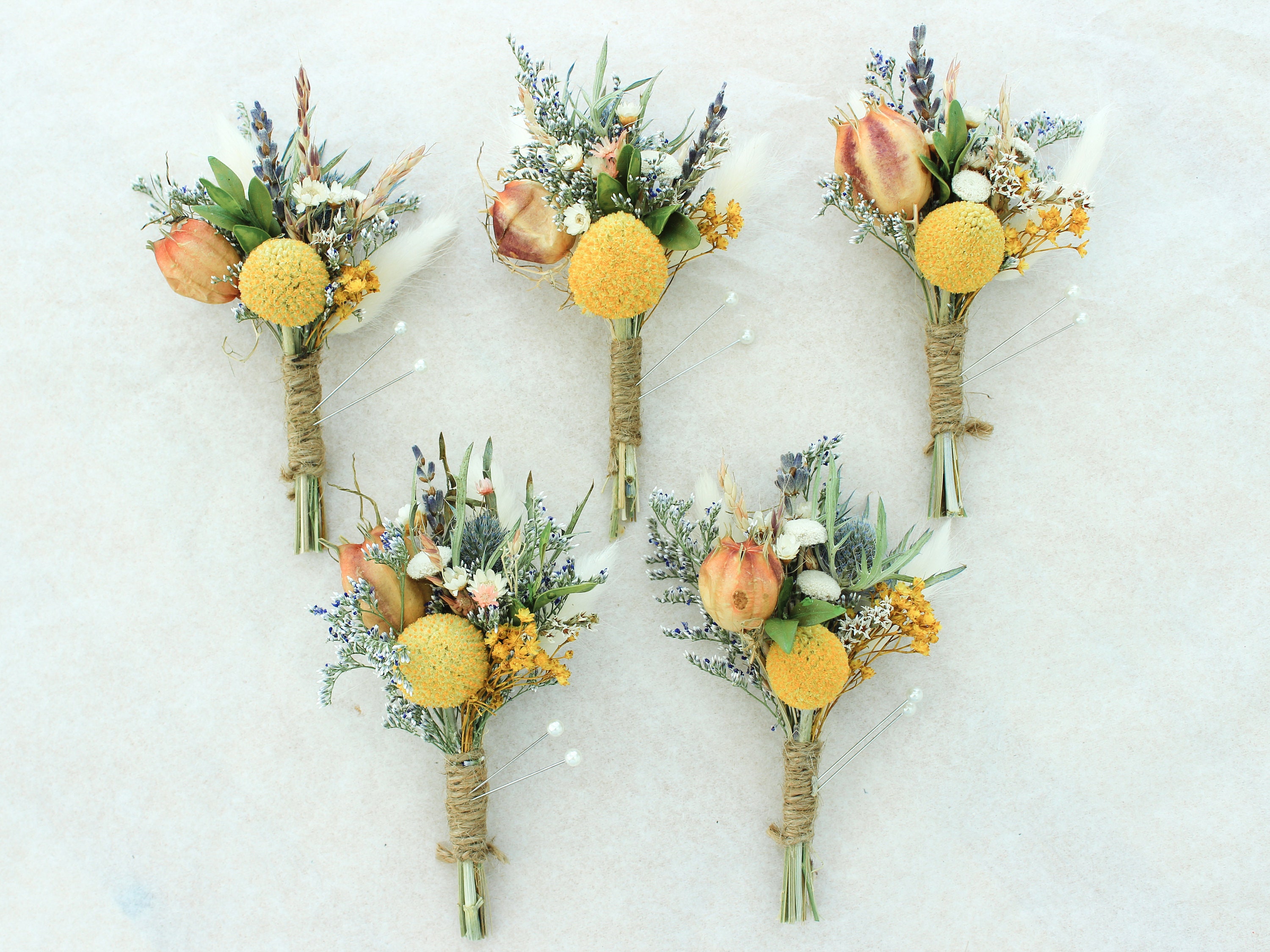 Dried Flower Blue Thistle & Billy Balls Bouquet