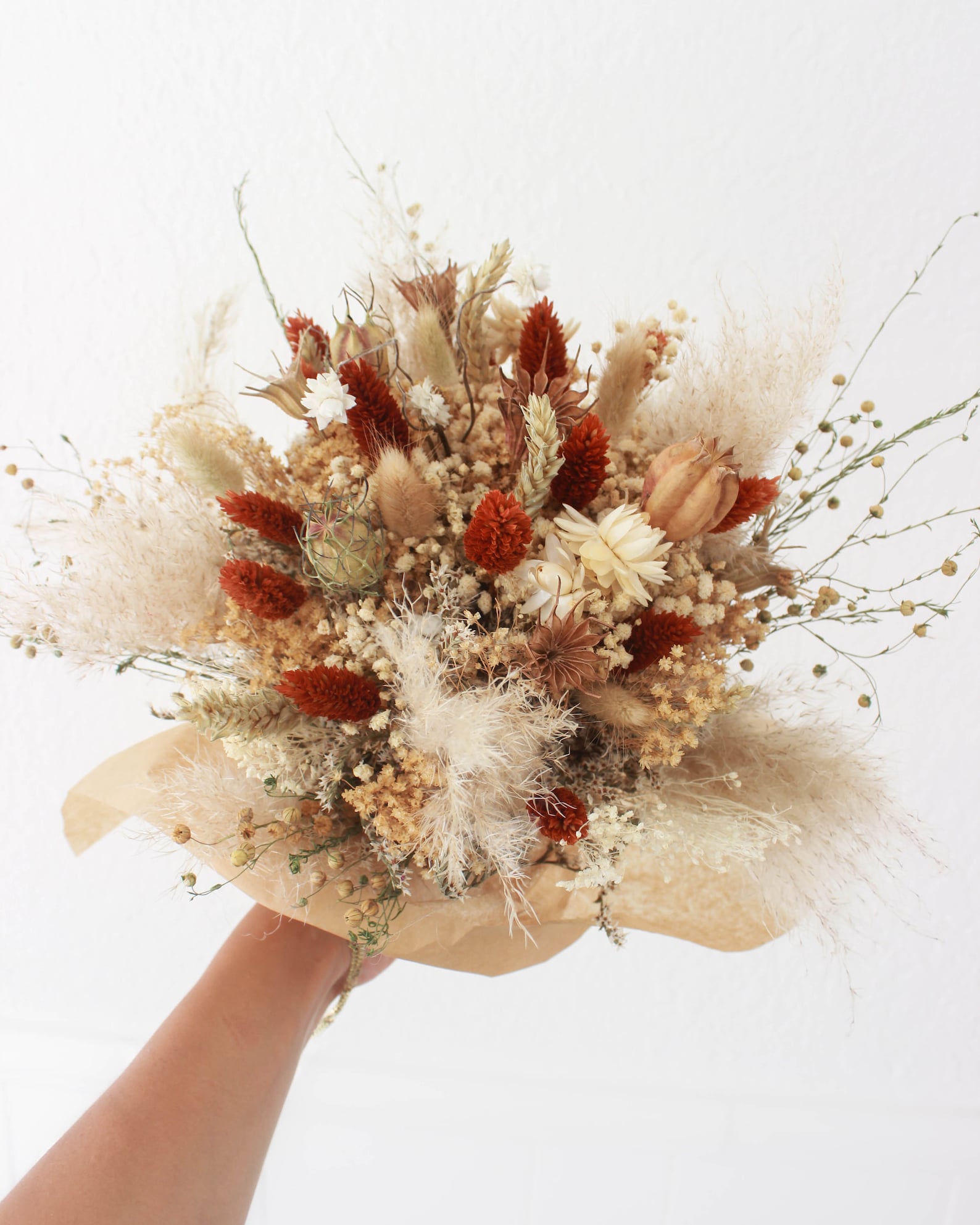 Rust Pampas Grass Meadow Bouquet / Dried Flowers Bouquet for - Etsy