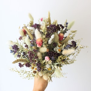 Dried Flower Bouquet: Blush, Mauve, Lavender, and Daisy Arrangement