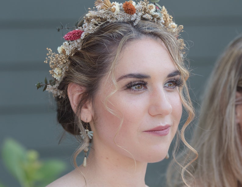 Neutral Rust tone Bridal Bouquet / Eucalyptus Greenery bouquet for Wedding / Bride and Bridesmaid bouquet / Wildflowers Grass Dried bouquet image 7