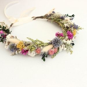 Blue Thistle Dried Flower Crown: Bridal Wedding Headpiece