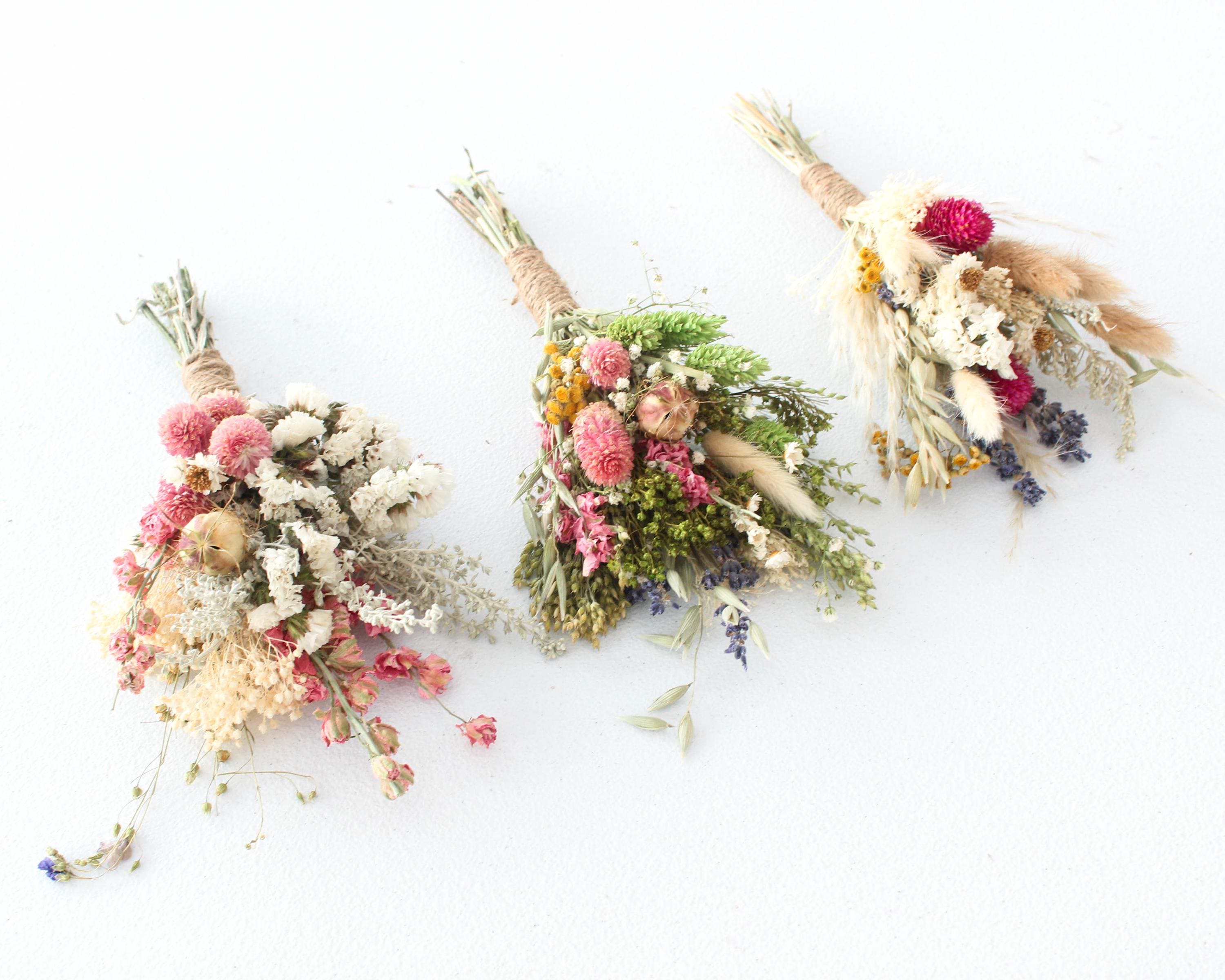Mini Dried Flower Bouquet: Vase Arrangement, Wedding Table Decor