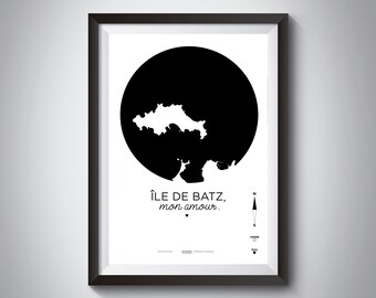 Poster Batz Island / île de Batz card / printed on A3/A4 210 grams / Batz Island, my love.