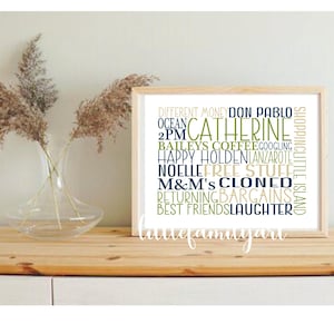 Personalised Typographic Word Art Teacher Year-End Gift, Word Cloud Print, Birthday Gift, Corporate Gift, Company Logo,