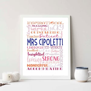Graduation gift, Word Cloud Print, Personalized Name Typography, Birthday Gift, Motivational Printable Wall Art, Graduation Word Cloud